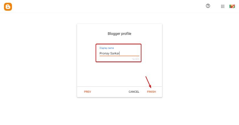 choose your profile name for your free blog